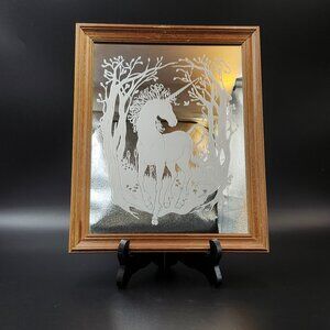 Vintage Unicorn Etched Mirror